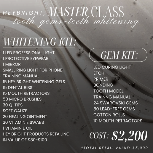 Hey Bright Master Class +Certification in Professional Teeth Whitening + Tooth Gems